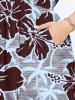 Plus Size Coconut Tree Hibiscus Flower Print Hawaii Split Pocket A Line Midi Dress -  