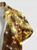 Plus Size Christmas Tree Gift Light Gingerbread Print Button Pocket Shirt For Men -  
