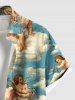 Plus Size Cloud Sky Cupid Print Hawaii Button Pocket Shirt For Men -  