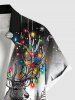 Chemise grande taille à imprimé coloré de Noël, de lumières, d'élan, de boules, de galaxie, avec poche boutonnée, pour homme - Noir XL