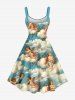Plus Size Cloud Sky Cupid Print Hawaii A Line Tank Dress -  
