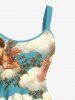 Plus Size Cloud Sky Cupid Print Hawaii A Line Tank Dress -  