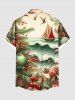 Chemise boutonnée grande taille pour homme, motif houx, bonbons, vagues, voilier, imprimé croisière - Rouge 5XL