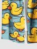 Chemise hawaïenne grande taille à imprimé étang de canards mignon avec poches boutonnées pour homme - Bleu Ciel M