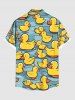 Chemise hawaïenne grande taille à imprimé étang de canards mignon avec poches boutonnées pour homme - Bleu Ciel 2XL