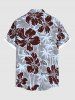 Chemise hawaïenne grande taille à imprimé cocotier et fleurs d'hibiscus pour homme - Bleu Poudre S