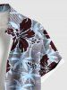 Chemise hawaïenne grande taille à imprimé cocotier et fleurs d'hibiscus pour homme - Bleu Poudre 6XL