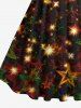 Robe vintage des années 50 à imprimé 3D avec étoiles lumineuses et paillettes de Noël grande taille - Noir XXS