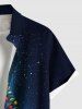 Chemise grande taille à boutons et poches pour homme, avec imprimé sapin de Noël, boules, étoiles, Père Noël - Noir S