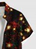 Plus Size Christmas Light Star Glitter 3D Print Buttons Pocket Shirt For Men -  