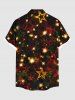 Plus Size Christmas Light Star Glitter 3D Print Buttons Pocket Shirt For Men -  