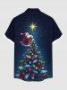 Chemise grande taille à boutons et poches pour homme, avec imprimé sapin de Noël, boules, étoiles, Père Noël - Noir XL