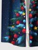 Chemise grande taille à boutons et poches pour homme, avec imprimé sapin de Noël, boules, étoiles, Père Noël - Noir XL