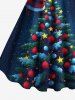 Robe débardeur grande taille à imprimé sapin de Noël, boules, étoiles, Père Noël - Bleu de Minuit L