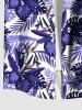 Chemise hawaïenne grande taille à imprimé fleurs et feuilles tropicales, avec poches et boutons, pour homme - Pourpre  L