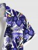 Chemise hawaïenne grande taille à imprimé fleurs et feuilles tropicales, avec poches et boutons, pour homme - Pourpre  2XL