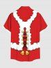 Costume de Père Noël grande taille, chemise à lacets avec boutons et poche, imprimé 3D, pour homme - Rouge M