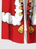 Plus Size Christmas Santa Claus Costume Bell Lace Up 3D Print Buttons Pocket Shirt For Men -  