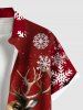 Chemise de Noël grande taille à boutons et poches pour homme, motif Père Noël, flocon de neige, élan - Rouge Cerise 6XL