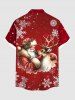 Chemise de Noël grande taille à boutons et poches pour homme, motif Père Noël, flocon de neige, élan - Rouge Cerise 6XL