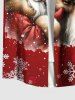 Chemise de Noël grande taille à boutons et poches pour homme, motif Père Noël, flocon de neige, élan - Rouge Cerise 6XL