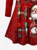 Plus Size Christmas Santa Claus Snowman Snowflake Elk Print Long Sleeves T-shirt -  