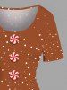 Robe vintage grande taille à imprimé sapin de Noël, bonhomme de neige, flocon de neige et bonbons - Brun Légère XXS
