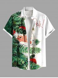 Chemise à poches boutonnées grande taille pour homme, avec imprimé sapin de Noël, Père Noël et lettres. - Vert S