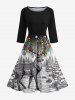 Colorful Christmas Light Elk Tree Ball Galaxy Print Matching Outfit For Couples -  