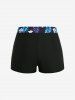 Plus Size Ombre Flower Leaf Print Keyhole Boyleg Tankini Swimsuit -  