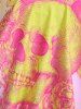 Plus Size Skull Sunflower Print Peplum Hem Crisscross Cinched Tankini Swimsuit -  