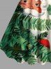 Robe trapèze grande taille imprimée sapin de Noël, Père Noël et lettres - Vert 4X