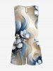 Combinaison hawaïenne à poches et cordon de serrage, imprimé floral et feuilles ombré grande taille, style ombré, avec cordon de serrage - Brun Légère XXS