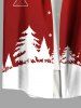 Plus Size Christmas Tree Ball Snowflake Elk Print Button Pocket Shirt For Men -  