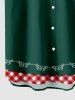 Plus Size Christmas Plaid Lace Up Print Button Pocket Shirt For Men -  