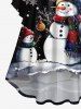 Robe asymétrique grande taille à imprimé sapin de Noël, boule, flocon de neige, bonhomme de neige, froncée, taille haute et basse - Noir XS