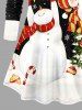 Plus Size Christmas Tree Ball Snowflake Snowman Candy Print Long Sleeves Women T-shirt -  