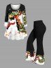 Plus Size Christmas Tree Ball Snowflake Snowman Candy Print Long Sleeves Women T-shirt -  