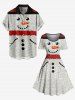 Robe trapèze rayée à imprimé bonhomme de neige de Noël grande taille - Gris Clair S