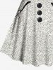 Robe trapèze rayée à imprimé bonhomme de neige de Noël grande taille - Gris Clair S