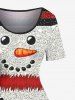 Robe trapèze rayée à imprimé bonhomme de neige de Noël grande taille - Gris Clair S