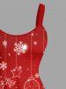 Robe débardeur trapèze grande taille à imprimé sapin de Noël, boules, flocons de neige et élan - Rouge 6X