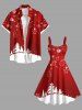 Robe débardeur trapèze grande taille à imprimé sapin de Noël, boules, flocons de neige et élan - Rouge 6X