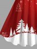 Robe débardeur trapèze grande taille à imprimé sapin de Noël, boules, flocons de neige et élan - Rouge 6X