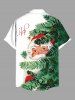 Chemise à poches boutonnées grande taille pour homme, avec imprimé sapin de Noël, Père Noël et lettres. - Vert S