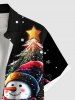 Chemise grande taille à imprimé sapin de Noël, boules, flocons de neige, bonhomme de neige et poches boutonnées pour homme - Noir S