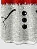 Plus Size Christmas Snowman Striped Print Button Pocket Shirt For Men -  