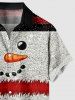 Plus Size Christmas Snowman Striped Print Button Pocket Shirt For Men -  