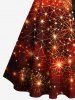 Robe grande taille à col rabattu et ceinture, motif feu d'artifice de Noël, toile d'araignée scintillante, imprimé 3D - Orange XS