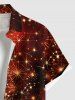 Chemise grande taille à imprimé 3D avec boutons et poche pour homme, motif feu d'artifice de Noël, toile d'araignée scintillante - Orange 4XL